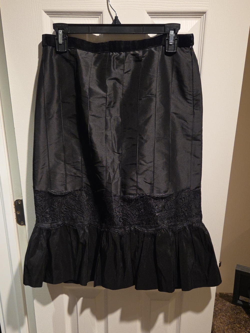 Ann Taylor Black Lace Trim Skirt